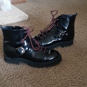 Tod's patent leather combat boots